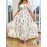 [Floral Print Dress] Plus Size Elegant Floral Print Midi Dress with Puff Sleeves and Ruched Waist - White with Pink and Purple Flowers, Perfect for Casual Outings