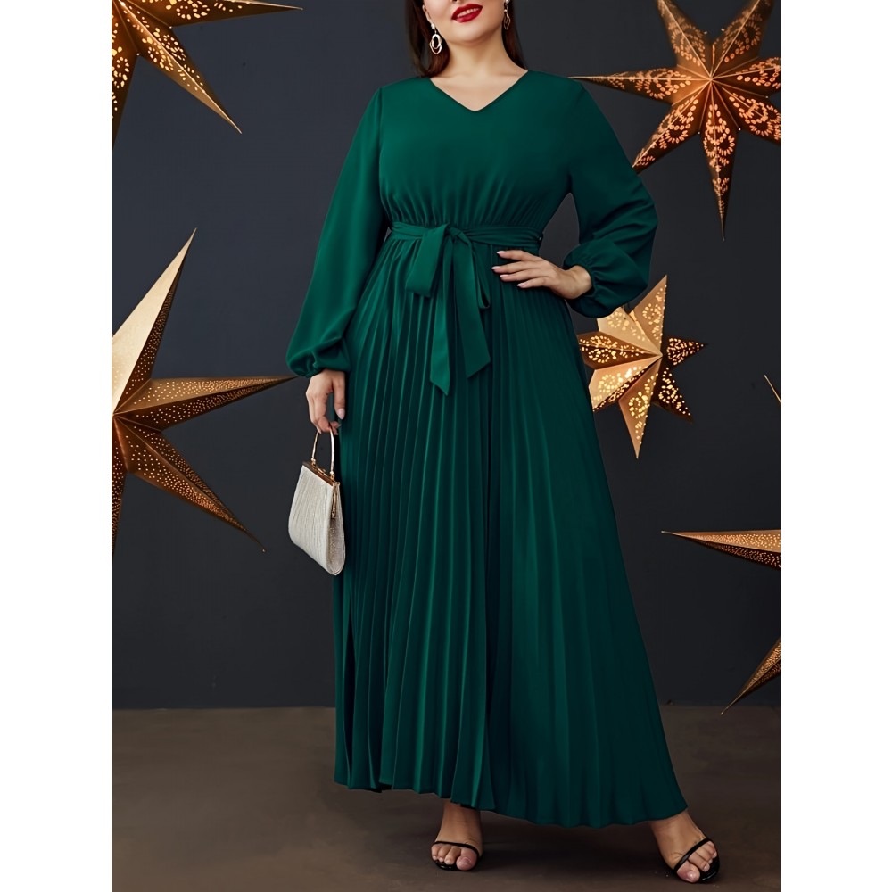 Elegant • Plus Size Women's Emerald Green Maxi Dress • Highquality Material, Non-Stretchy, Formal & Everyday, Machine Washable