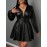 [Elegant Plus Size Dress] Plus Size Elegant V-Neck Lantern Sleeve A-Line Skirt Dress | Stretchy Fitted Party Dress with Belt, Long Sleeves & Deep Side Pockets for Casual to Formal Events, Versatile Fashion, Sophisticated Style, Smooth Texture