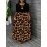 Elegant Leopard Print Maxi Dress - Color Block Design, Crew Neck, Short Sleeve, Stretchy Fabric, All-Season Wear for Women, Stylish Long Dres
