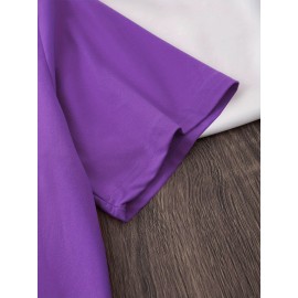 Women's Casual Short Sleeve T-Shirt - Vibrant Purple with White Spanish Scripture Letter Print (Isaiah 30:5), 100% Polyester Knit, Lightweight 180g All-Season Top, Machine Washable