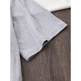 Summer Women's Letter Print Front and Back Fashion Short Sleeve T-Shirt, Comfortable Breathable Fabric, Casual Sporty Style, Suitable for Spring and Summer