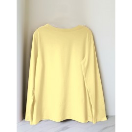 Women'S Mountain & Sunset Graphic Sweatshirt - Casual Long-Sleeve Pullover with Trekking Silhouette Design, Stretchy Polyester Blend, Round Neck, Spring/Summer Top, Machine Washable, Outdoor Casual Wear|Casual Style|Stretchy Fabric