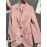 Elegant Pink Double-Breasted Blazer for Women - Versatile Office & Commuter Jacket with Pockets, Long Sleeve, Polyester, Perfect for All Seasons, Office Attire|Sleek Formal Attire|Polyester Blazer