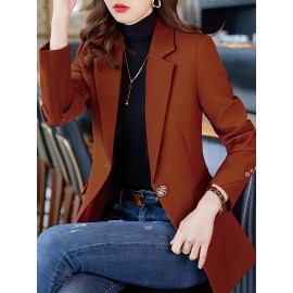 Elegant Red Blazer with Golden Buttons - Stylish Long Sleeve Women'S Suit Jacket, Suitable for Work and Leisure, Autumn and Winter, Casual Workwear | Chic Blazer with Fashionable Button Details, Ladies' Blazer QL25