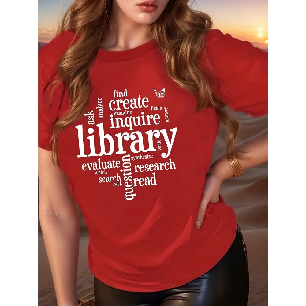 [Library Graphic Print Tee] Plus Size Women's 